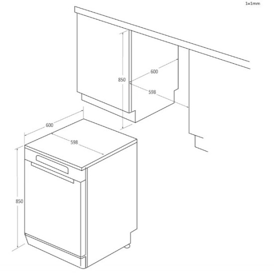 Candy CF 3C7F0W mosogatógép, 13 teríték, inverter motor, Wifi, automatikus ajtónyitás, 59.7x59.8x85 cm 