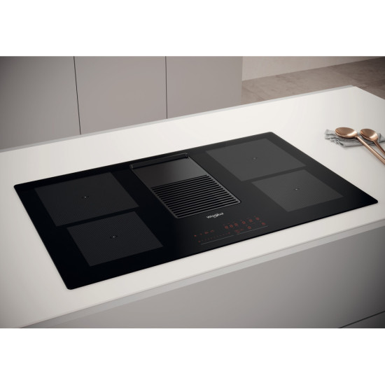 Whirlpool WVH 92 K/1 beépíthető indukciós kerámialap beépített elszívóval, 83x51.5x21.1 cm, fekete szín 