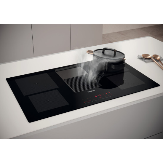 Whirlpool WVH 92 K/1 beépíthető indukciós kerámialap beépített elszívóval, 83x51.5x21.1 cm, fekete szín 