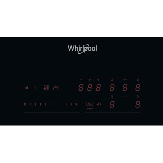 Whirlpool WVH 92 K/1 beépíthető indukciós kerámialap beépített elszívóval, 83x51.5x21.1 cm, fekete szín 