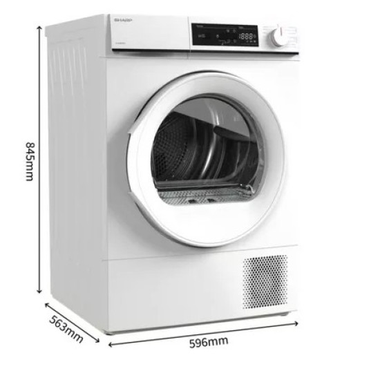Sharp KD-NHA8S6GWE-EE hőszivattyús szárítógép, 8 kg, Wifi, 59.6x56.3x84.5 cm 