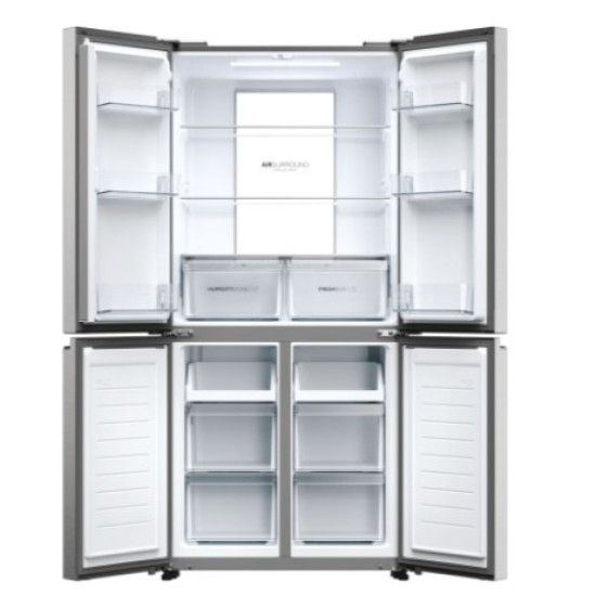 Haier HCR7818DNMM No Frost side by side hűtőszekrény francia ajtós kialakítással, 311/156L, 83.3x65x181.5 cm, New Platinum inox szín