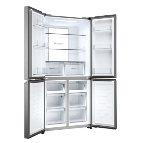 Haier HCR7818DNMM No Frost side by side hűtőszekrény francia ajtós kialakítással, 311/156L, 83.3x65x181.5 cm, New Platinum inox szín