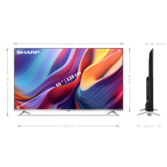 Sharp 50GP6265ES 4K UHD Smart QLED TV, 50", 127 cm 