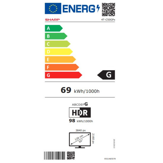 Sharp 43HR7265E 4K UHD Smart QLED TV, 43", 109.22 cm 