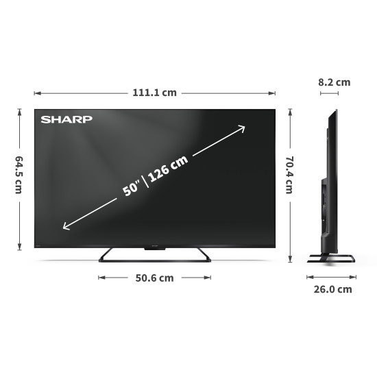 Sharp 50HR7265E 4K UHD Smart QLED TV, 50", 127 cm 