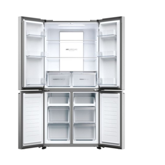 Haier HCR7818DNMM No Frost side by side hűtőszekrény francia ajtós kialakítással, 311/156L, 83.3x65x181.5 cm, New Platinum inox szín