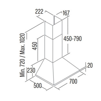 Cata OMEGA 700 WH/L fehér kürtös konyhai elszívó 70cm