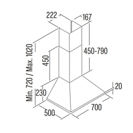 Cata OMEGA 700 WH/L fehér kürtös konyhai elszívó 70cm