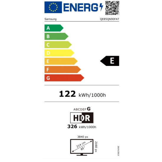 Samsung QE85QN90FATXXH 4K UHD Smart Neo QLED Mini LED TV, 85", 215.9 cm 
