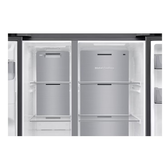 Samsung RS70F64KETEO side by side hűtőszekrény, 420/220L, AI inverteres kompresszor, 91.2x72.6x178.4 cm, matt metál DOI szín