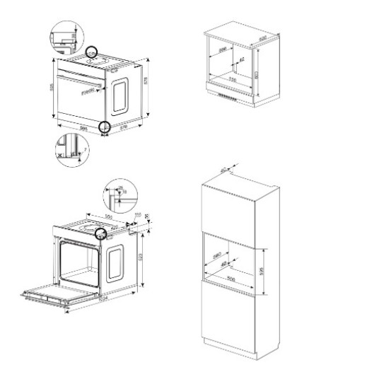 Amica ED3765171W F-type beépíthető sütő, 77L, 59.5x57x59.5 cm, fehér szín 