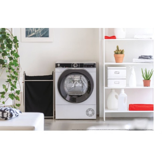 Hoover NDPEH9A3TCBEXS-S hőszivattyús szárítógép, gőz, inverter motor, 9 kg, 59.6x60.4x85 cm 