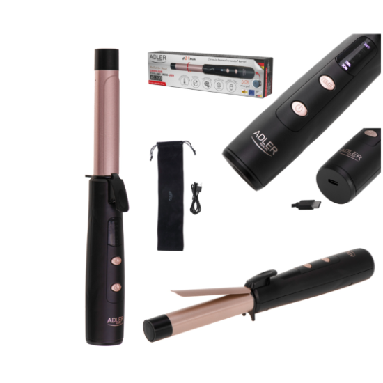 Adler AD 2120 vezeték nélküli hajsütővas, USB-ről tölthető, 24mm átmérő 