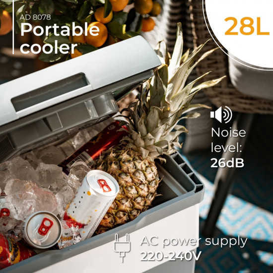 Adler AD8078 elektromos hűtőtáska, 28L, szürke szín 