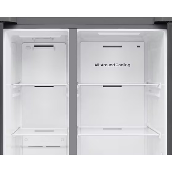 Samsung RS70F65QETEO side by side hűtőszekrény, 420/239L, AI Inverteres Kompresszor, 91.2x72.6x178.4 cm, matt metál szín 