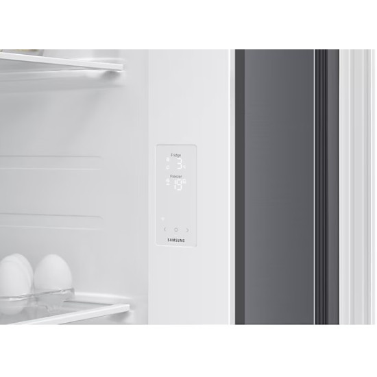Samsung RS70F65QETEO side by side hűtőszekrény, 420/239L, AI Inverteres Kompresszor, 91.2x72.6x178.4 cm, matt metál szín 
