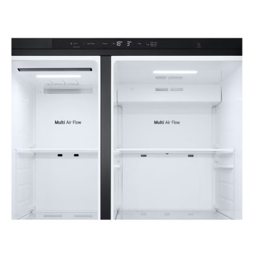 LG GSLC40EPPE side by side hűtőszekrény, Smart Inverter Kompresszor, 417/221L, 91.3x73.5x179 cm, matt éjfekete szín 