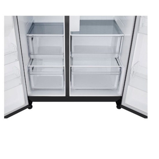 LG GSLC40EPPE side by side hűtőszekrény, Smart Inverter Kompresszor, 417/221L, 91.3x73.5x179 cm, matt éjfekete szín 