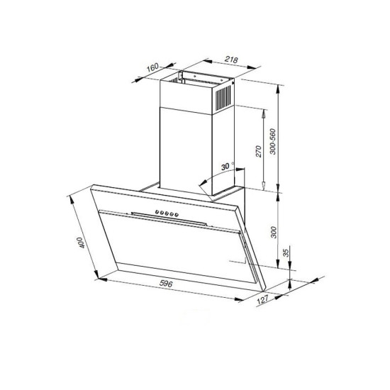 MPM fali függőleges 60cm konyhai elszívó MPM-60-OV-19