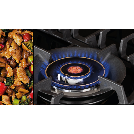 Sam Cook Vulcano PSC-VH-1060 beépíthető fekete üveg, gáz főzőlap, vulkán kővel ellátott WOK égővel, katalitikus égési technológiával
