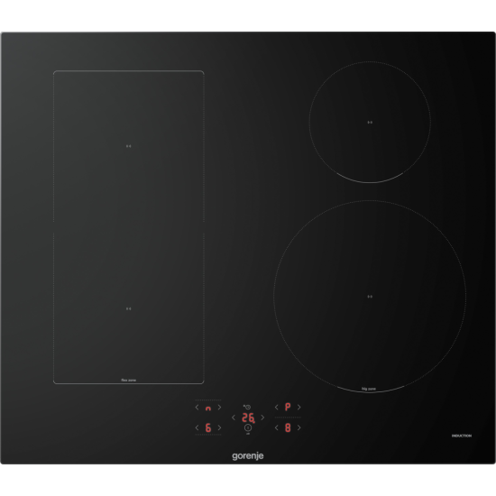 Gorenje GI6431BFZ beépíthető indukciós kerámialap, Bridge összekapcsolható főzőzóna, 59.5x52x5.4 cm, fekete szín 