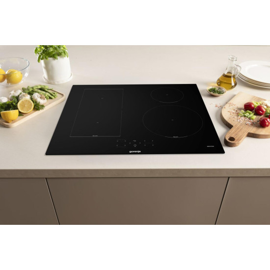 Gorenje GI6431BFZ beépíthető indukciós kerámialap, Bridge összekapcsolható főzőzóna, 59.5x52x5.4 cm, fekete szín 
