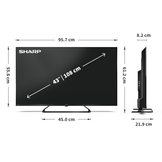 Sharp 43HP6265E 4K UHD Smart QLED TV, 43", 109.22 cm 