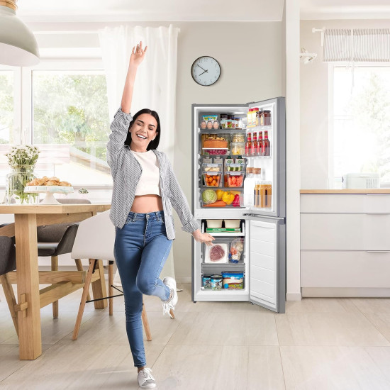 Comfee RCB169DS2(E) alulfagyasztós kombinált hűtőszekrény, 115/59L, 47x51.1x150 cm, inox 