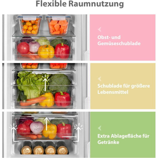 Comfee RCB169DS2(E) alulfagyasztós kombinált hűtőszekrény, 115/59L, 47x51.1x150 cm, inox 