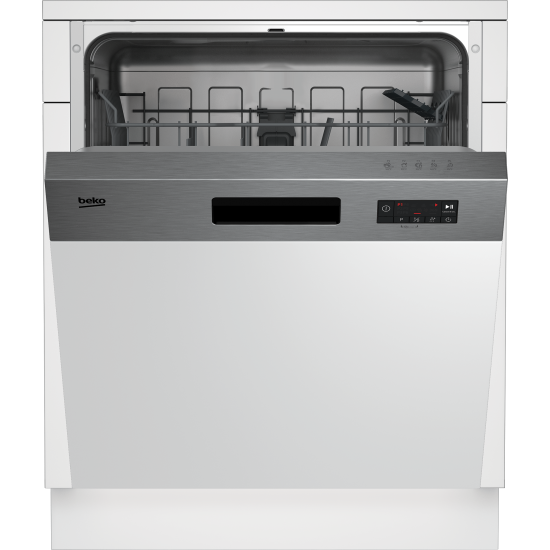 Beko BDSN153E3X beépíthető kezelőpaneles mosogatógép, 13 teríték, 59.8x57x81.8 cm, ujjlenyomatmentes inox szín 