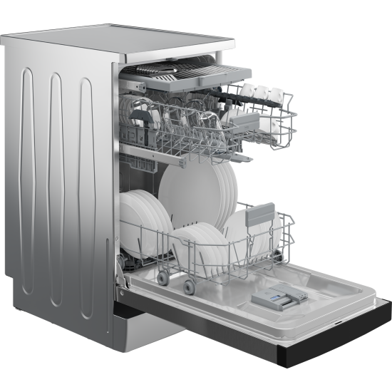 Beko BDFS26046XQ mosogatógép, 10 teríték, 3 kosár, automatikus ajtónyitás, 44.8x60x85 cm, acélszürke szín 