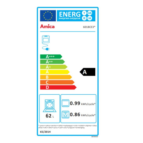 Amica 54034 kerámialapos tűzhely, 62L, 60x60x85 cm