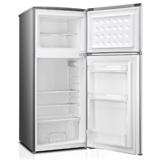 MPM MPM-125-CZ11/E felülfagyasztós kombinált hűtőszekrény, 89/28L, 48x53x115 cm, sötét inox szín 