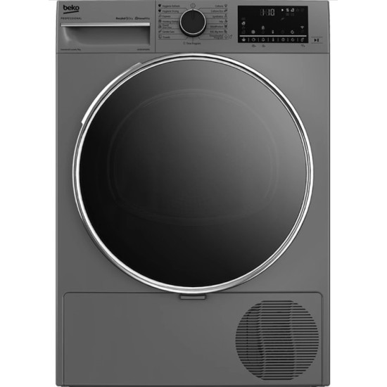 Beko AWZB 9HPS professzionális hőszivattyús szárítógép, 9 kg, inverter motor, 59.5x65.6x84.9 cm, ezüst szín 