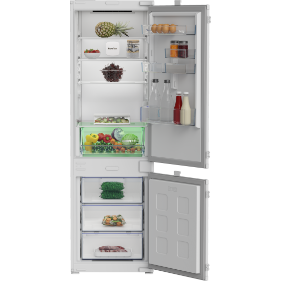 Beko B3BCNA294HS No Frost beépíthető alulfagyasztós kombinált hűtőszekrény, 194/76L, 54x55x177.5 cm