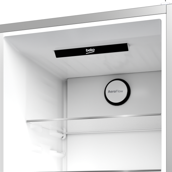 Beko B3RCNA364HXB1 No Frost alulfagyasztós kombinált hűtőszekrény, 210/106L, 59.5x66.3x186.5 cm, csiszolt ezüst szín 