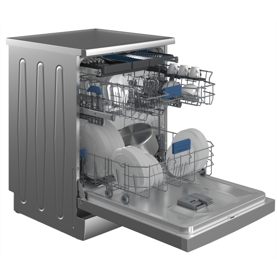 Beko BDFN26540XP mosogatógép, 15 teríték, 3 kosár, automatikus ajtónyitás, 59.8x60x85 cm, acélszürke szín 