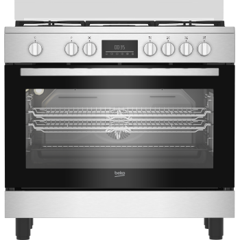 Beko BGM 11226 EX kombinált tűzhely, 111L, 5 db gázégő, 1 db wok égőfej, 90x60x90 cm, inox szín 