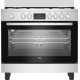 Beko BGM 11226 EX kombinált tűzhely, 111L, 5 db gázégő, 1 db wok égőfej, 90x60x90 cm, inox szín 