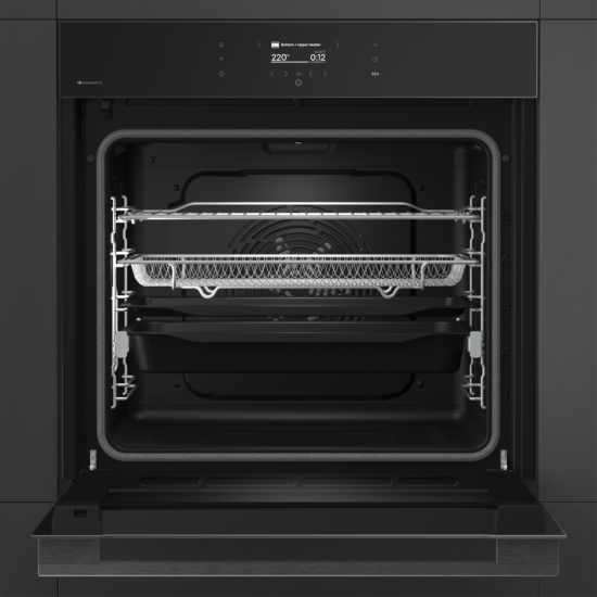 Hisense BI614P8B beépíthető sütő, 77L, pirolitikus tisztítás, Wifi, 59.5x56.4x59.5 cm, fekete szín