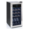 Eta 952890010GN kompresszoros borhűtő, 15 palackos kapacitás, állítható hőmérséklet-tartomány: 5-18 °C, fekete színű rozsdamentes acél ezüst kerettel, 44L, 34.5x45x69.3 cm