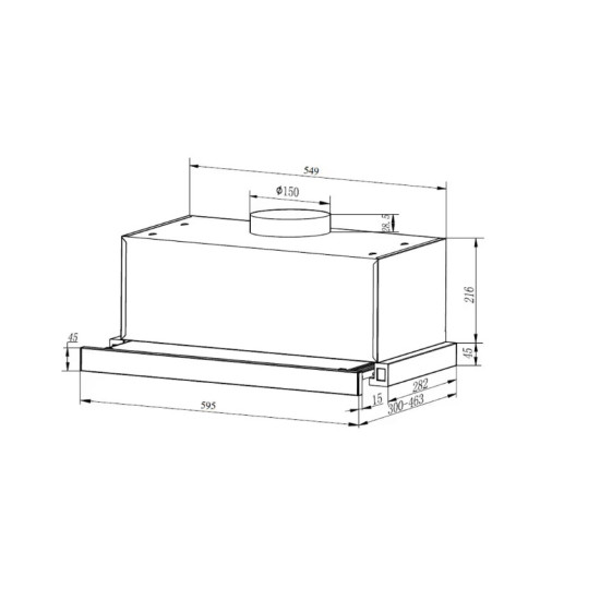 Beko HNT61520XH beépíthető kihúzható konyhai elszívó, 59.5x30x29 cm, inox szín 