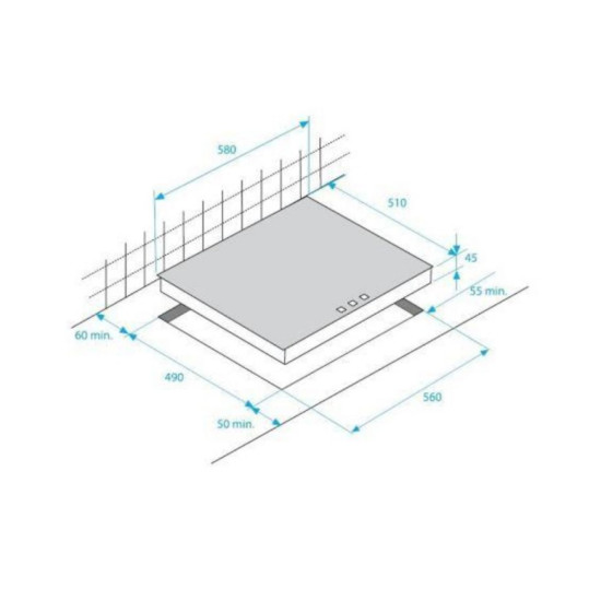 Beko HIC64402T beépíthető kerámialap, 60x51x3.7 cm, fekete szín 