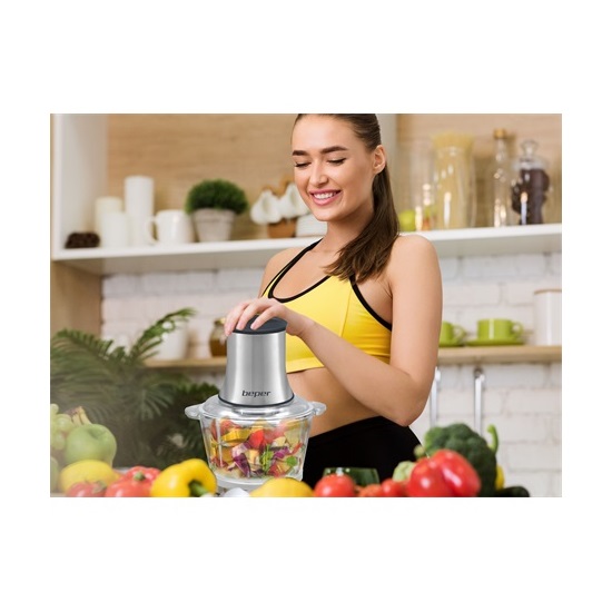 Beper P102ROB001 aprító, 500W, 1.5L, üvegtállal, ezüst szín 