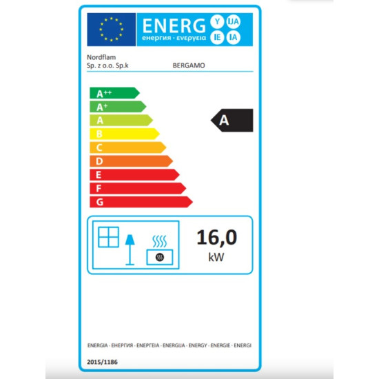 Nordflam Bergamo beépíthető kandallóbetét 90cm-es, 16kW-os