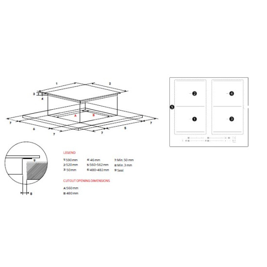LG CBIZ2435B beépíthető indukciós kerámialap, 59x52x5 cm, fekete szín 