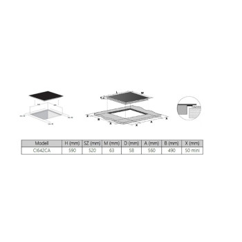 Candy CI642CA beépíthető indukciós kerámialap, fekete szín, 59x52x6.2 cm