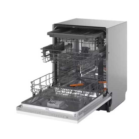 LG DB273TX teljesen beépíthető mosogatógép, 14 teríték, inverter motor, 3 kosár, automatikus ajtónyitás, 59.8x55.4x81.5 cm