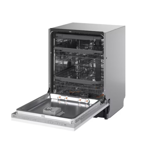 LG DB375TXS teljesen beépíthető mosogatógép, 14 teríték, inverter motor, 3 kosár, Wifi, automatikus ajtónyitás, 59.8x55.4x81.5 cm